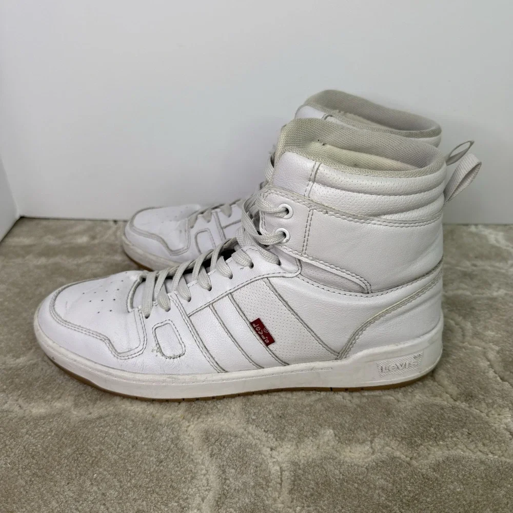 Levi's White High Top Sneakers‎ Size 8.5 Men's Shoes Preowned